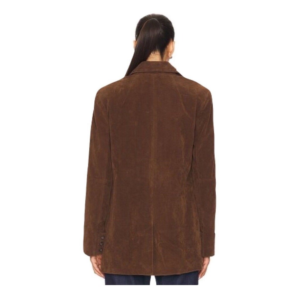 NEW Revolve x We The Free Womens Size Large Paper Cut Brown Faux Suede Blazer - Picture 6 of 11